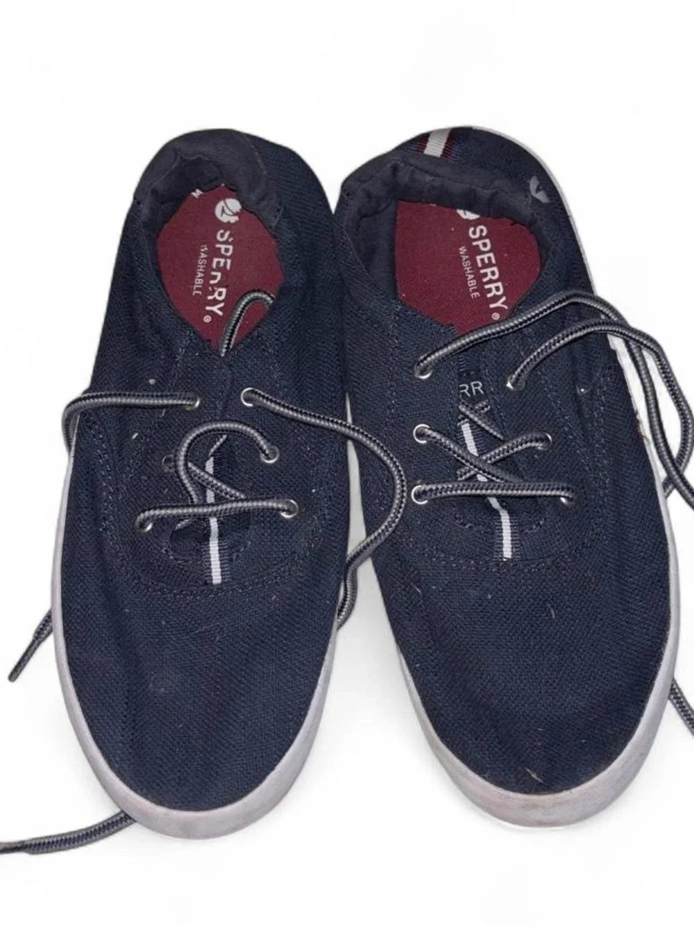 Sperry Men's or kids Navy Canvas Boat Shoes with White Sole